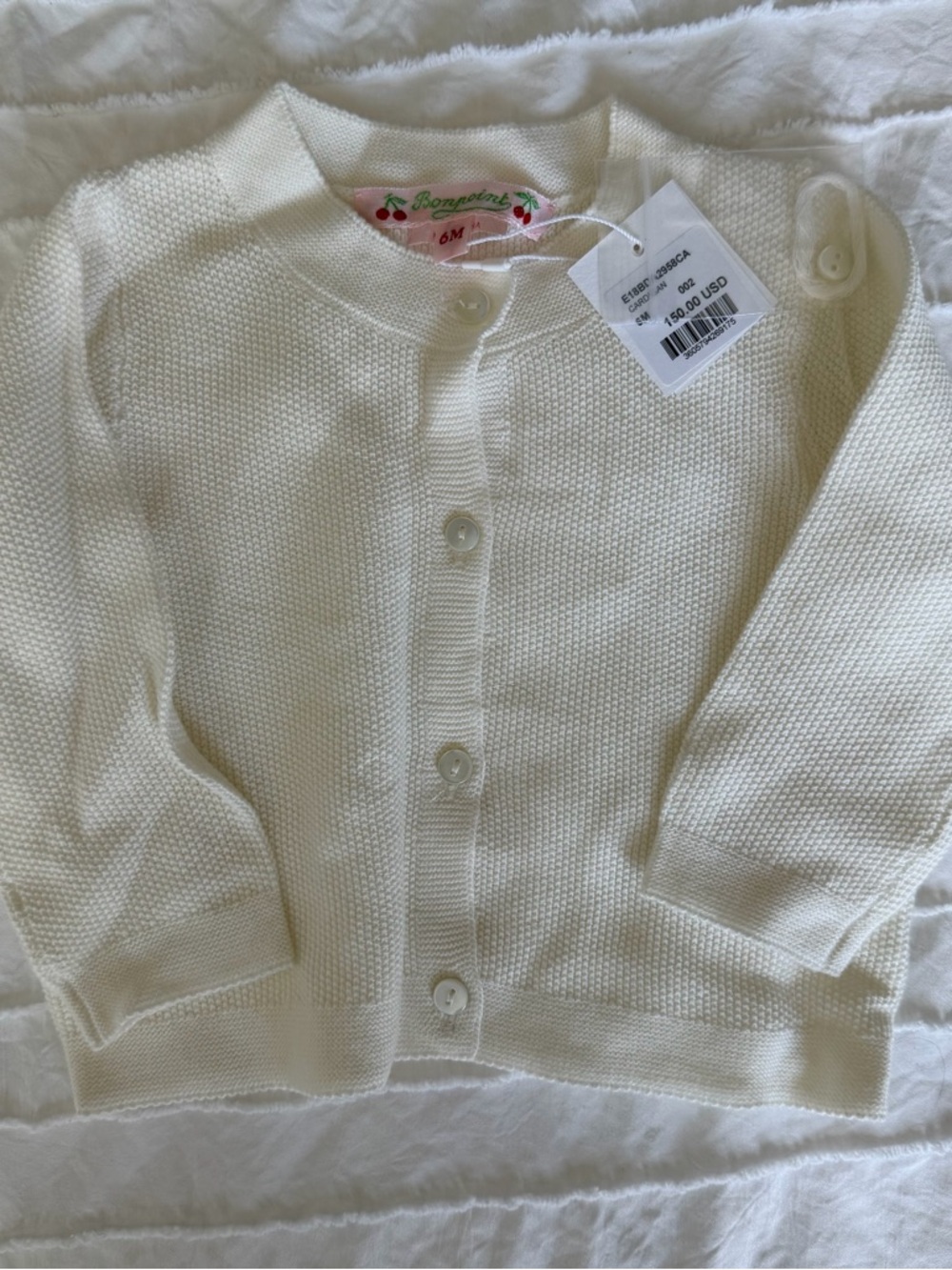 Bonpoint Cream Baby Knit Cardigan